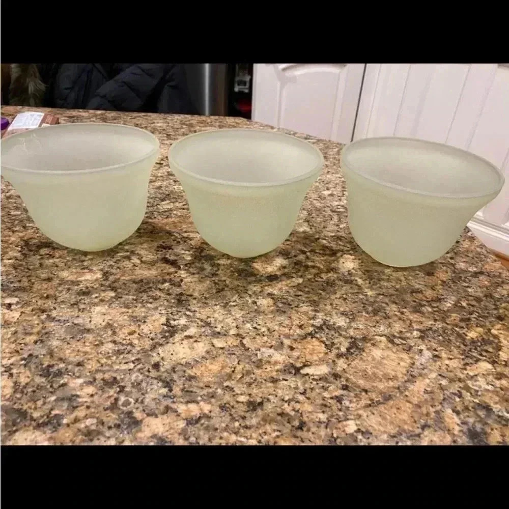 Set of 3 light cream beige ceramic glass replacement shades vanity bell shape